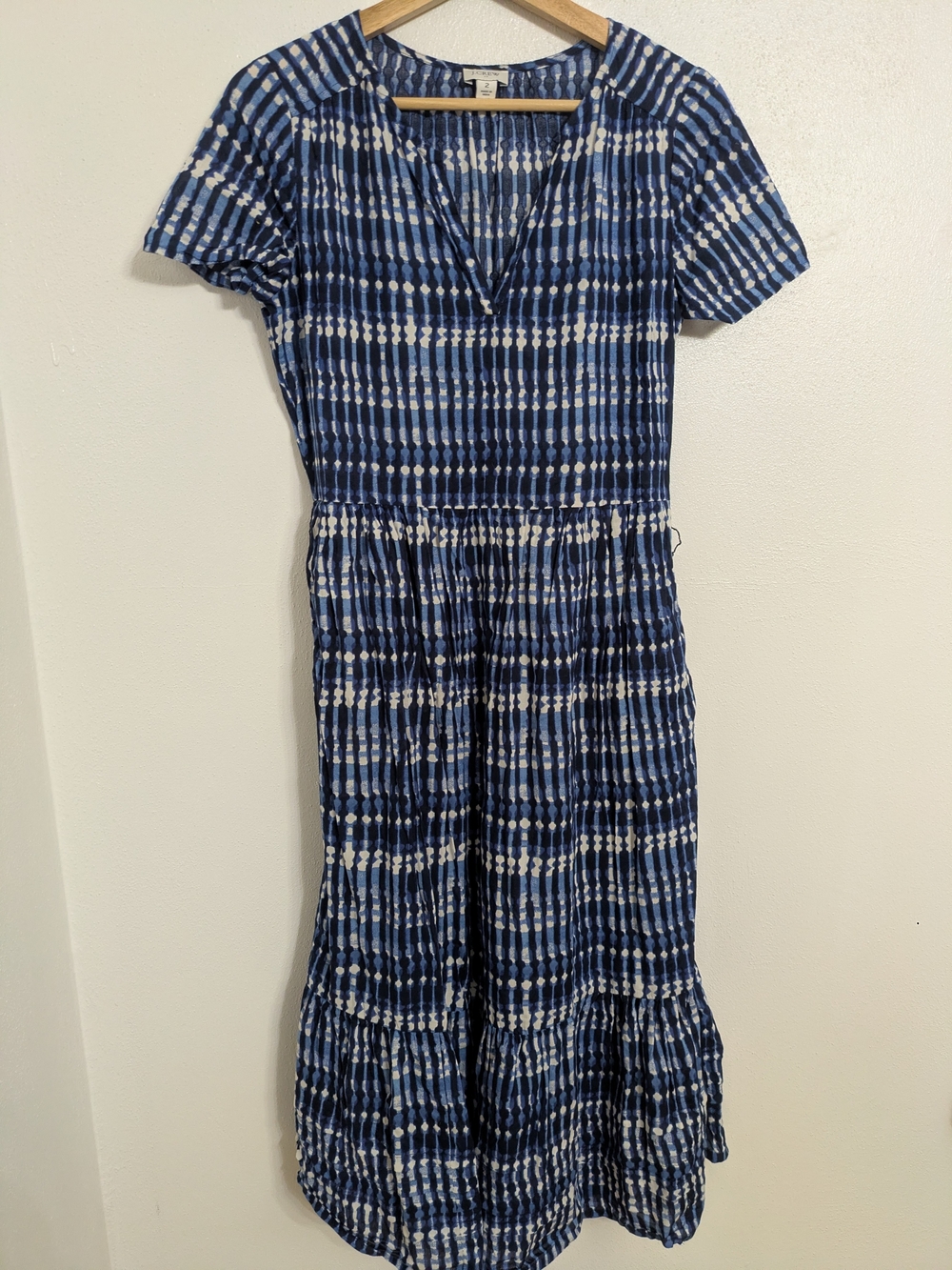 J. Crew Blue and White Tie-Dye Midi Dress